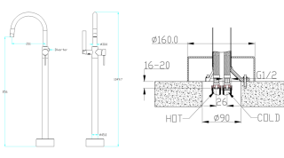 Напольный смеситель для ванны Boheme Uno 469-GM антрацит
